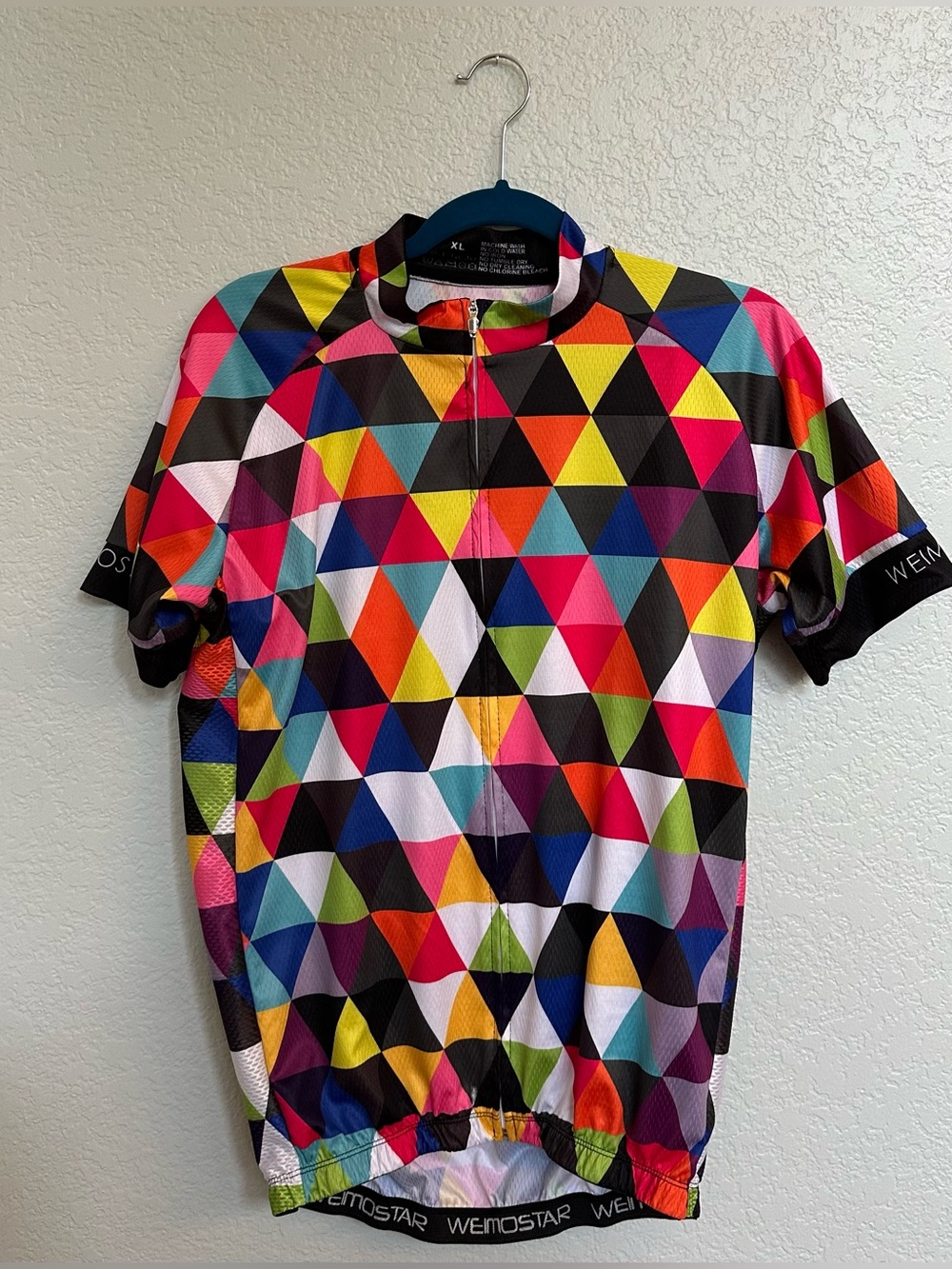 WEIMOSTAR XL Colorful Geometric Cycling Jersey Full Zip